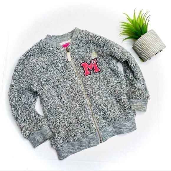 𝅺disney Minnie Mouse Grey Sherpa Fluffy Jacket - Picture 2 of 12